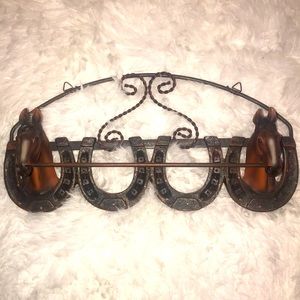 Horsehead & Horseshoe Rustic Hanging Rack